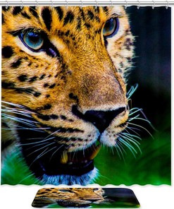 Wildlife Animals on Forest Scene Animal Prints Shower Curtain for Bathroom