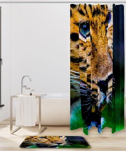 Wildlife Animals on Forest Scene Animal Prints Shower Curtain for Bathroom
