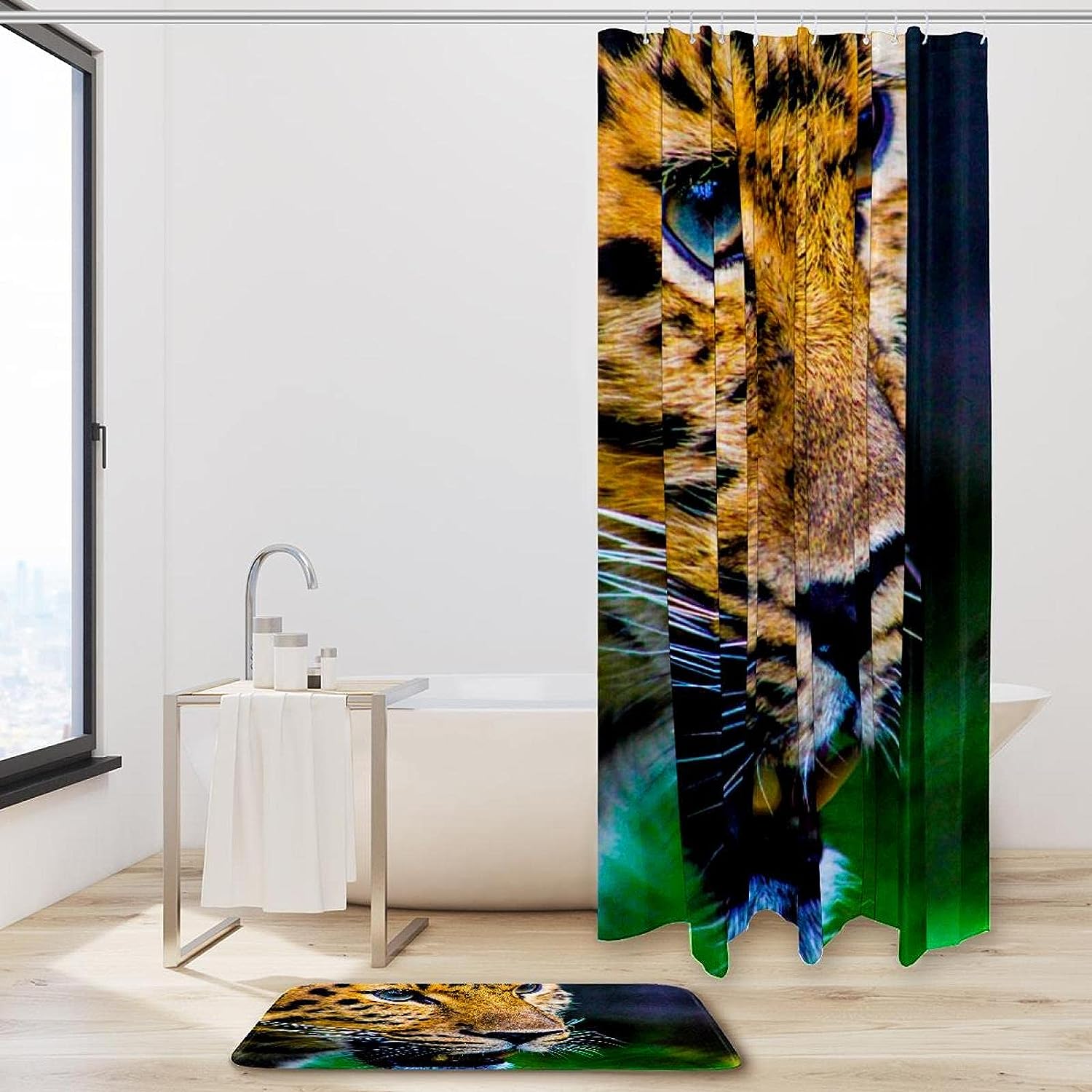 Wildlife Animals on Forest Scene Animal Prints Shower Curtain for Bathroom