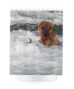 Wildlife Inspired Shower Curtain with Bear Design