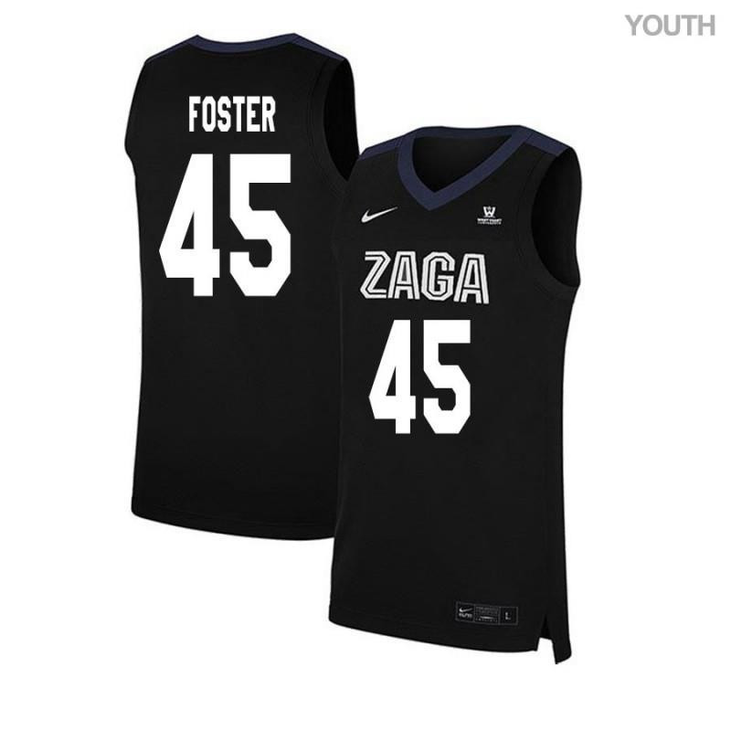 Will Foster 45 Gonzaga Bulldogs Elite Basketball Youth Jersey - Black