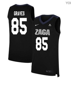 Will Graves 85 Gonzaga Bulldogs Elite Basketball Youth Jersey - Black
