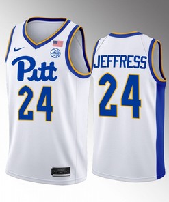 William Jeffress 24 Pitt Panthers White Jersey 2022-23 College Basketball Home