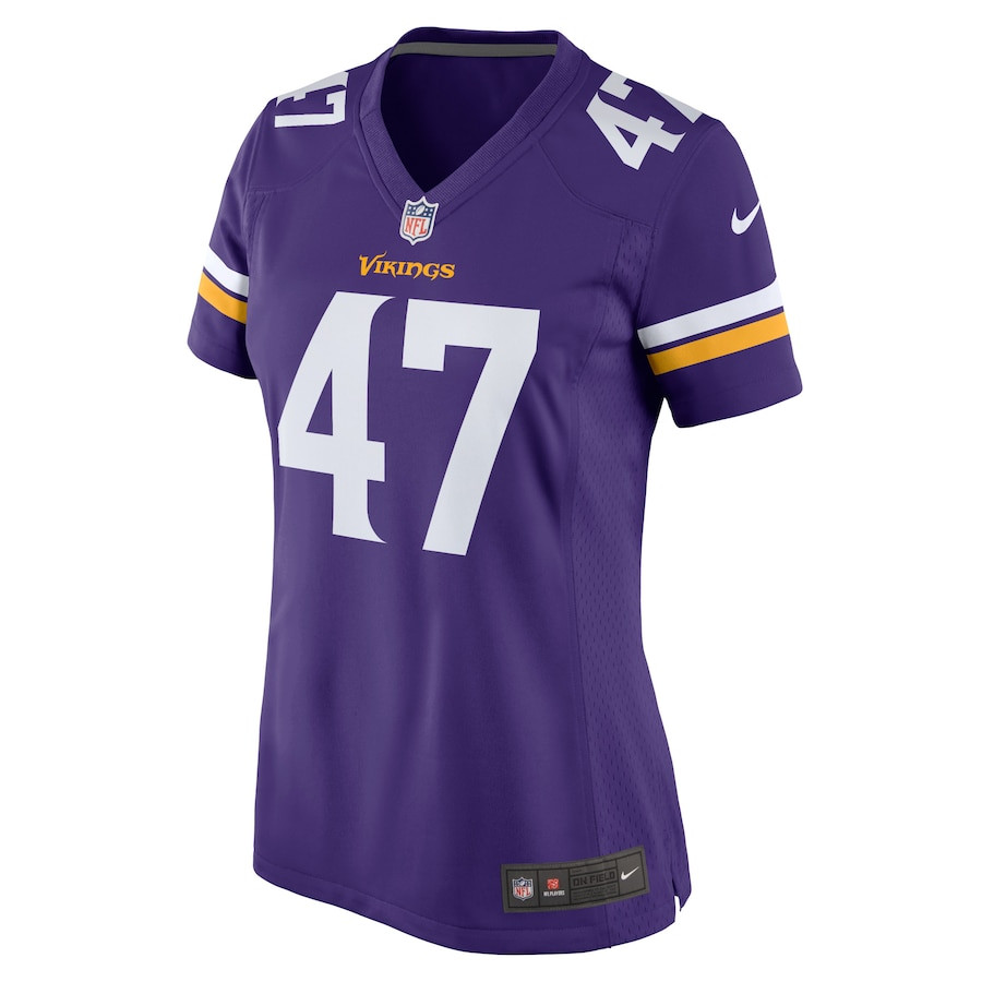 William Kwenkeu 47 Minnesota Vikings Women's Home Game Player Jersey - Purple