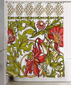 William Morris Floral Victorian Abstract Bathroom Shower Curtain - Waterproof Fabric