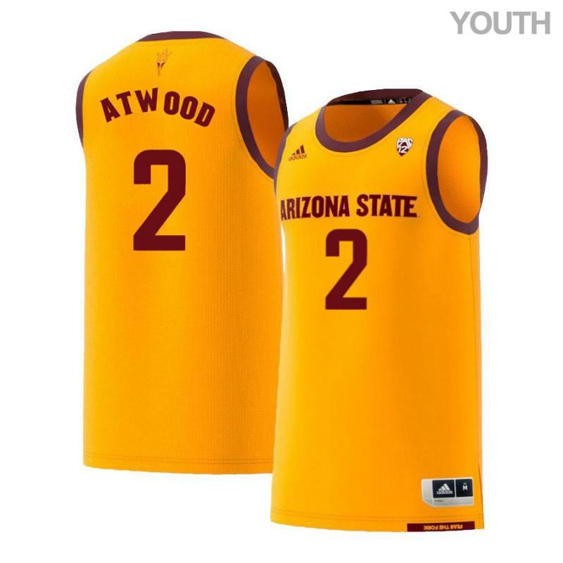 Willie Atwood 2 Arizona State Sun Devils Retro Basketball Youth Jersey - Yellow