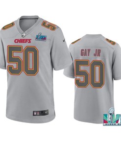 Willie Gay Jr. 50 Kansas City Chiefs Super Bowl LVII Patch Atmosphere Fashion Game Jersey - Gray