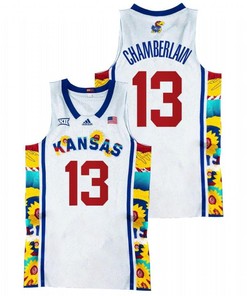 Wilt Chamberlain 13 Kansas Jayhawks Sunflower Showdown Basketball Men Jersey - White