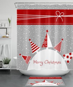 Winter Snowflake Christmas Tree Abstract Shower Curtain for Festive Bathroom Decor