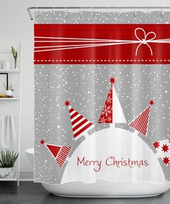 Winter Snowflake Christmas Tree Abstract Shower Curtain for Festive Bathroom Decor