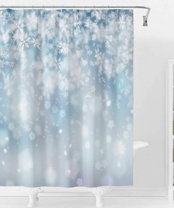 Winter Snowflake Shower Curtain for Christmas Bathroom Decor