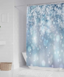 Winter Snowflake Shower Curtain for Christmas Bathroom Decor