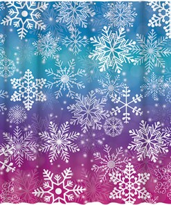 Winter Snowflake Shower Curtain for Xmas and Holiday Home Bathroom Decoration 
