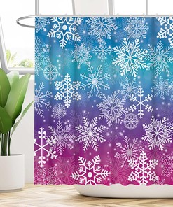 Winter Snowflake Shower Curtain for Xmas and Holiday Home Bathroom Decoration