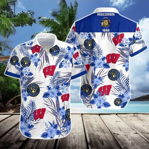 Wisconsin Badgers Milwaukee Brewers Hawaiian Shirt Ver 1