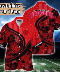 Wisconsin Badgers NCAA US Flag Flower Hawaii Shirt For Fans