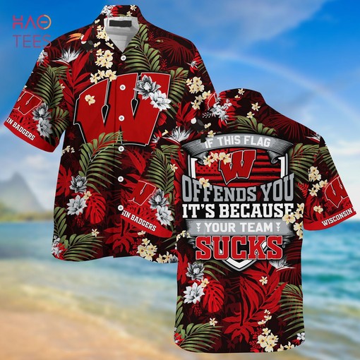 Wisconsin Badgers Summer Hawaiian Shirts, With Tropical Patterns for Fans