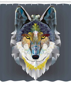 Wolf Coyote Portrait Art Shower Curtain for Bathroom Decor - Animal Print