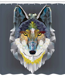 Wolf Coyote Portrait Art Shower Curtain for Bathroom Decor - Animal Print