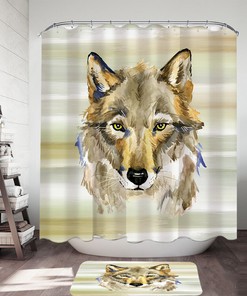 Wolf Painted Bathroom Curtain - Unique Home Decor