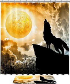 Wolf Print Animal Waterproof Shower Curtain for Bathroom Decor