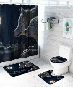 Wolf Shower Curtain with a Majestic Wild Animal Print for a Nature-Inspired Bathroom Decor