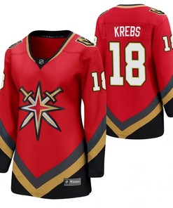 Women Jersey Vegas Golden Knights Peyton Krebs 18 Reverse Retro Red Jersey
