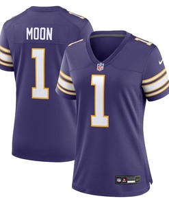 Women Minnesota Vikings #1 Warren Moon Classic Retired Player Game Jersey - Purple