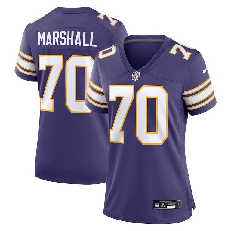 Women Minnesota Vikings 70 Jim Marshall Classic Retired Player Jersey