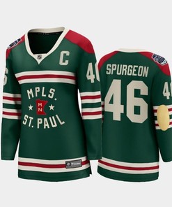 Women Minnesota Wild Jared Spurgeon 46 2022 Winter Classic State Of Hockey Jersey Green Jersey