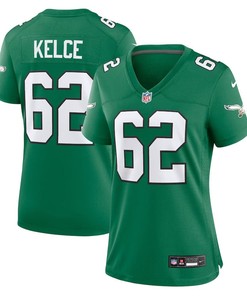 Women Philadelphia Eagles #62 Jason Kelce Alternate Player Game Jersey - Kelly Green