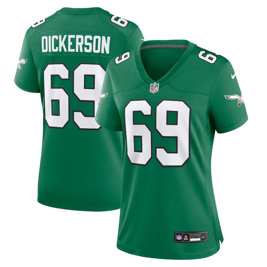 Women Philadelphia Eagles #69 Landon Dickerson Alternate Game Jersey - Kelly Green