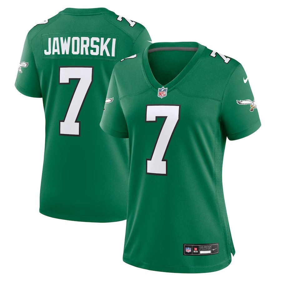Women Philadelphia Eagles #7 Ron Jaworski Alternate Game Jersey - Kelly Green