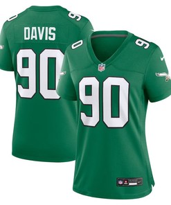Women Philadelphia Eagles #90 Jordan Davis Alternate Game Jersey - Kelly Green