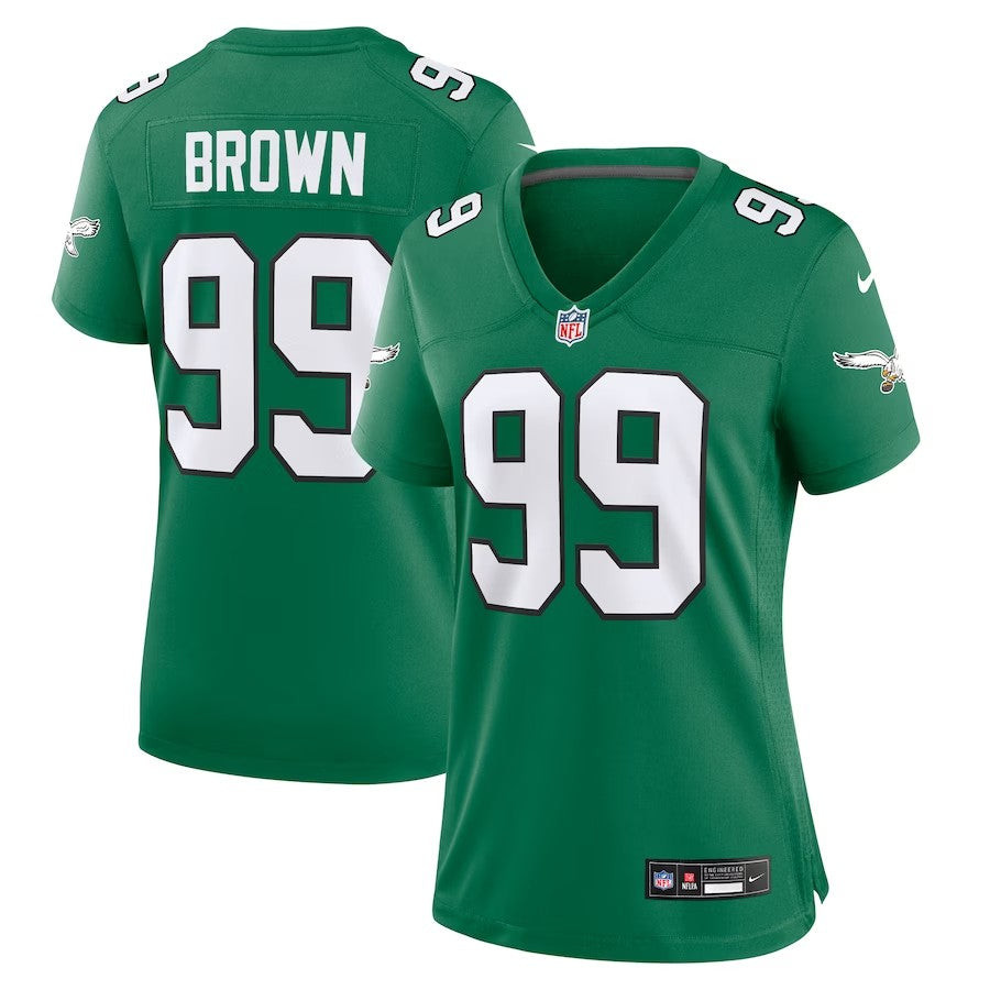 Women Philadelphia Eagles #99 Jerome Brown Alternate Game Jersey - Kelly Green