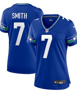 Women Seattle Seahawks #7 Geno Smith Royal Throwback Player Stitched Game
