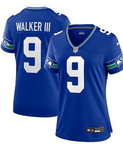 Women Seattle Seahawks #9 Kenneth Walker Iii Royal Throwback Player Stitched Game
