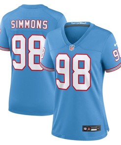 Women Tennessee Titans #98 Jeffery Simmons Oilers Throwback Alternate Game Player Jersey - Light Blue