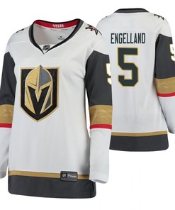 Women Vegas Golden Knights Deryk Engelland 5 Breakaway Away White Jersey Jersey
