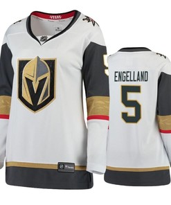 Women Vegas Golden Knights Deryk Engelland 5 Breakaway White Jersey Jersey