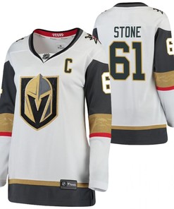 Women Vegas Golden Knights Mark Stone 61 Away White 2021 Captain Jersey Jersey