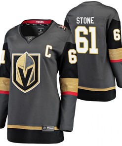 Women Vegas Golden Knights Mark Stone 61 Home Black 2021 Captain Jersey Jersey