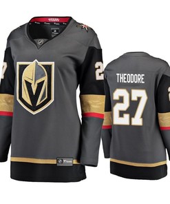 Women Vegas Golden Knights Shea Theodore 27 Breakaway Player Home Black Jersey Jersey