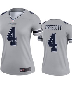 Womens Dallas Cowboys Dak Prescott Silver Inverted Legend Jersey