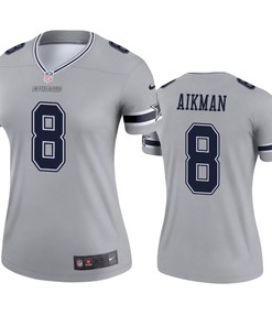 Womens Dallas Cowboys Troy Aikman Silver Inverted Legend Jersey
