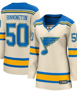 Women's Jordan Binnington Cream St. Louis Blues 2022 Winter Classic Breakaway Player Jersey Jersey