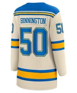 Women's Jordan Binnington Cream St. Louis Blues 2022 Winter Classic Breakaway Player Jersey Jersey