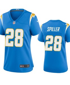 Women's Los Angeles Chargers Isaiah Spiller 28 Powder Blue Game Jersey