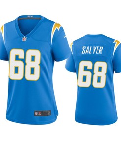 Women's Los Angeles Chargers Jamaree Salyer 68 Powder Blue Game Jersey