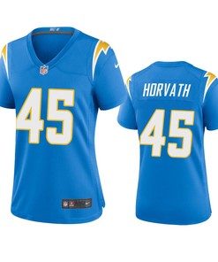 Women's Los Angeles Chargers Zander Horvath 45 Powder Blue Game Jersey